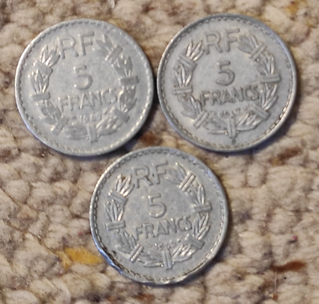  Set 42 Frankreich 3 mal 5 Francs   