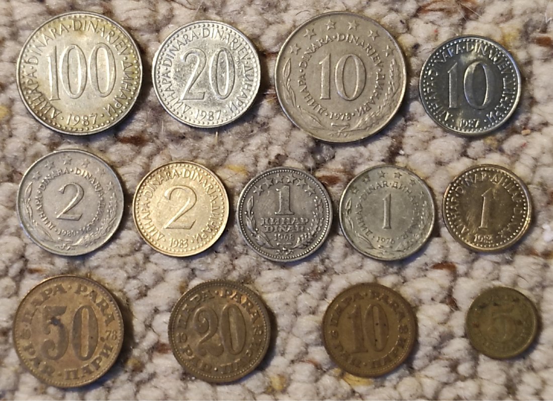  Set 43: Jugoslawien Münzlot mit 13 verschiedenen Münzen   