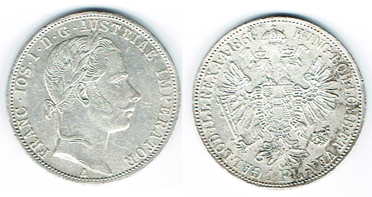  SZAIVERT KAISERREICH ÖSTERREICH FRANZ JOSEPH GULDEN 1861 A WIEN   