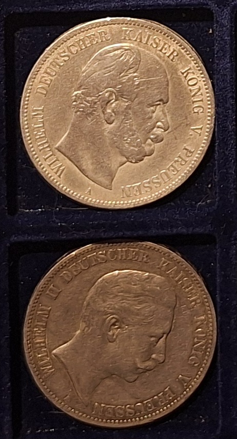  Deutsches Kaiserreich. Set 2x5 Mark. 1874;1903 Silber unter Kurs   