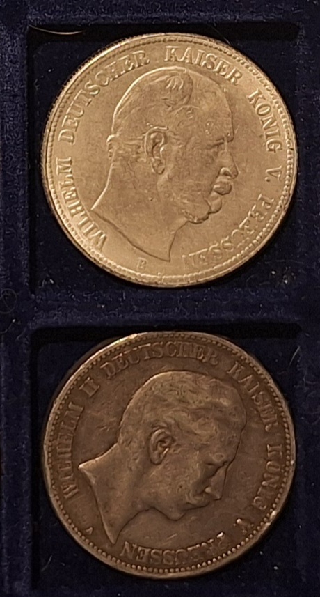  Deutsches Kaiserreich. Set 2x5 Mark. 1876;1904 Silber unter Kurs   