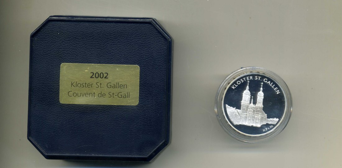  20 Franken 2002 Kloster St. Gallen PP ovp+Zert.+Etui   