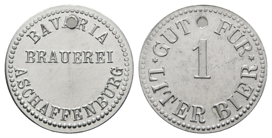  Bayern, Aschaffenburg, Bavaria Brauerei, Gut für 1 Liter Bier; Menzel -   