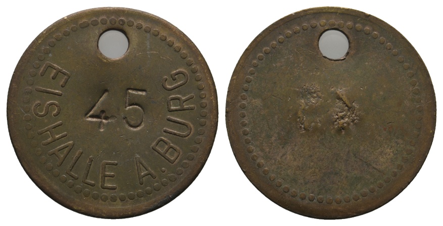  Bayern, Aschaffenburg, Eishalle A. Burg 45; Menzel -, gelocht   