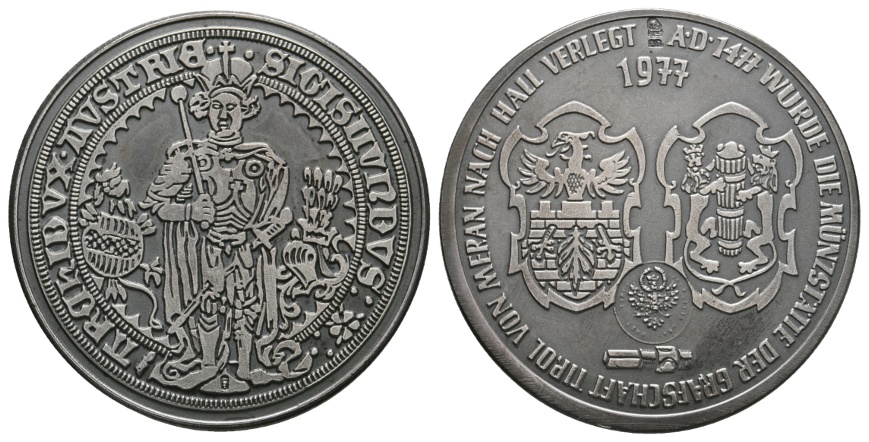  Medaille 1977; versilbert; 40,91 g; Ø 46 mm, im Orig. Etui   