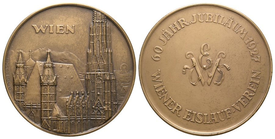  Wien Medaille 1927; Bronze; 71,96 g; Ø 60,5 mm, im Orig. Etui   