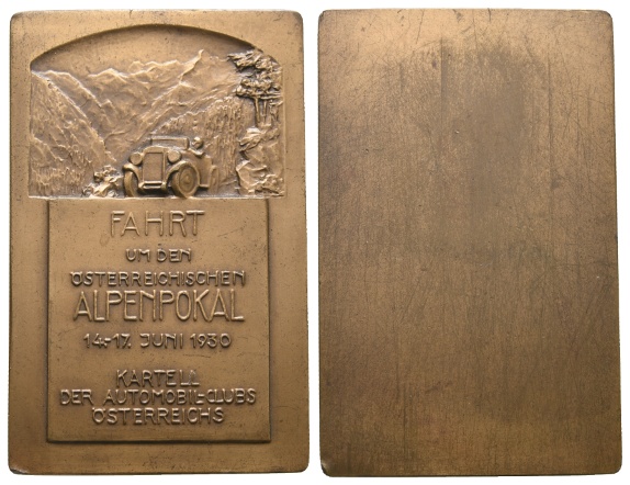  Österreich, Plakette 1930; Bronze; 102,54 g; 85x55 mm, im Orig. Etui   