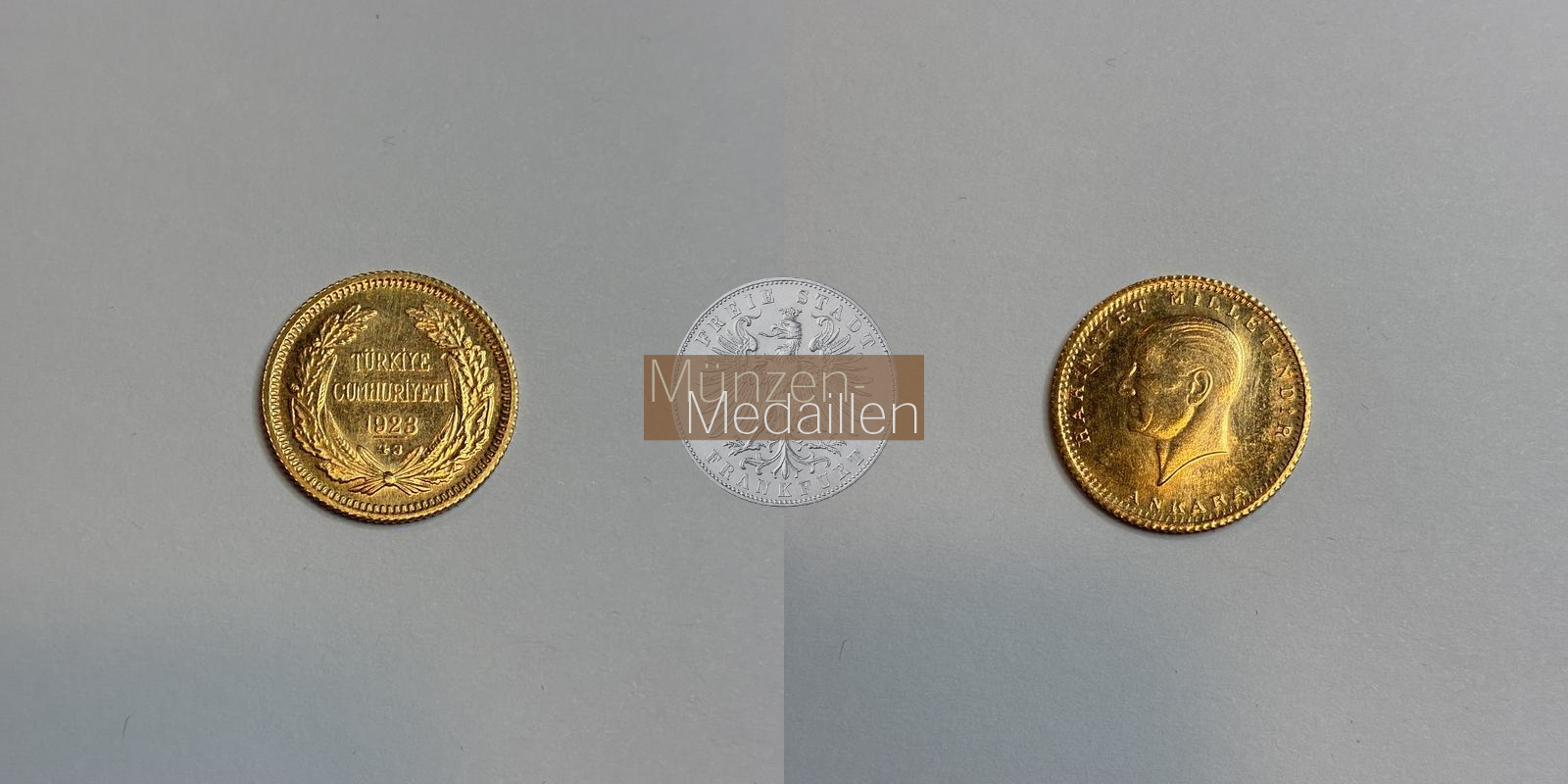 Türkei(Republik) 50 Kurush MM-Frankfurt Feingold: 3,31g Mustafa Kemal Atatürk 1923 