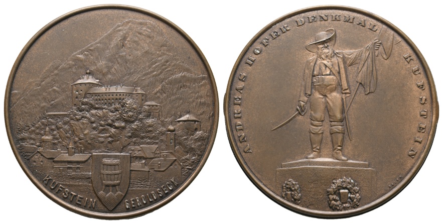  Kufstein, Bronze Schraubmedaille o.J. mit 10 Bilder, in Orig. Etui (Pappe)   