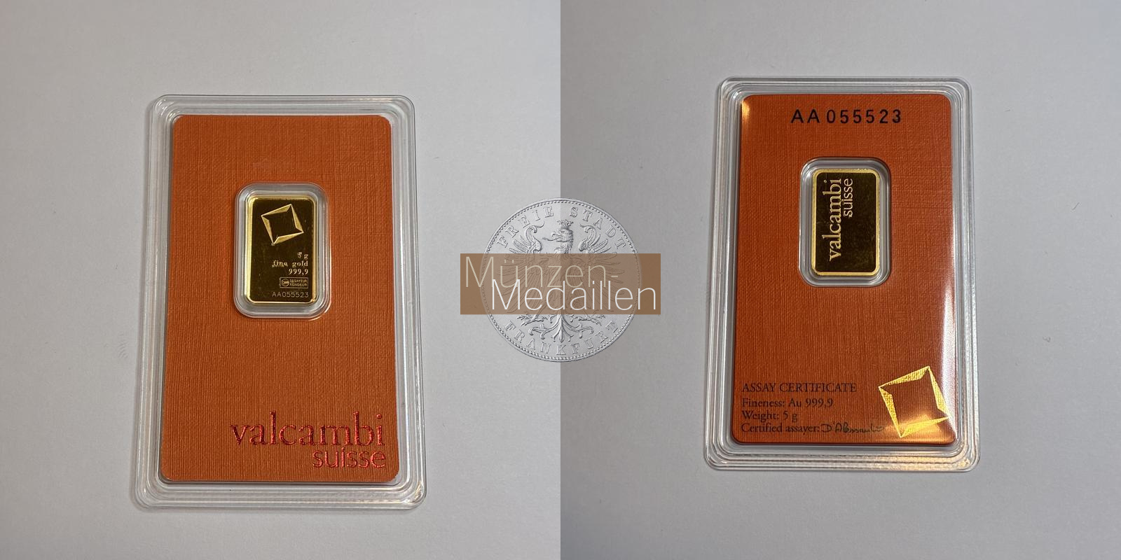  Valcambi SA Gold Barren 5g (Gold 0.9999) MM-Frankfurt Feingold: 5g   