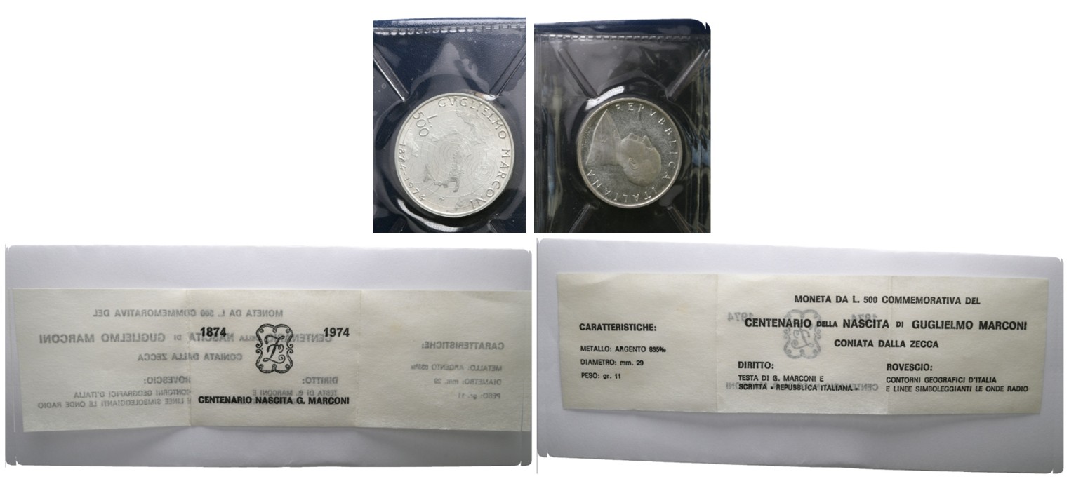  Italien, 500 Lire 1974, in Orig. Lederetui   