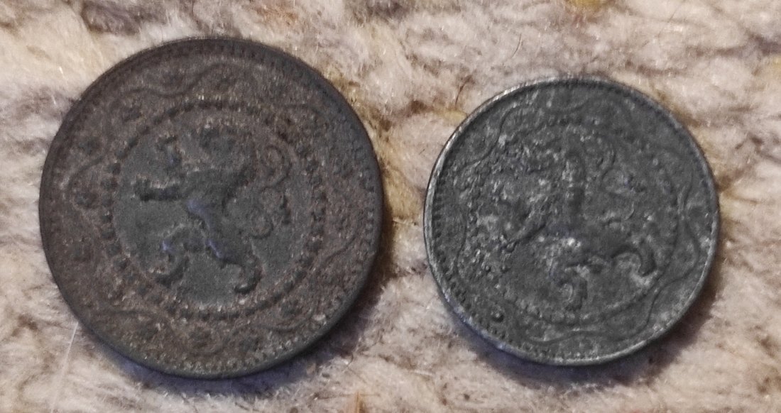  Belgien 2 Münzen 10 Cent 1916, 5 Cent 1916   