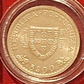  Portugal, 5 Escudos, 1960, 500.Jahrestag Tod des Prinz Henry - Silber unter Kurs und selten   