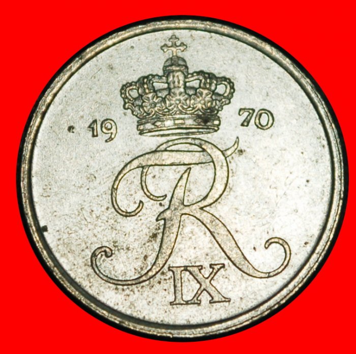  Ⰿ MONOGRAM Frederik IX (1899-1972): DENMARK ★ 1 ORE 1970 SILVER! MINT LUSTRE★LOW START ★ NO RESERVE!   