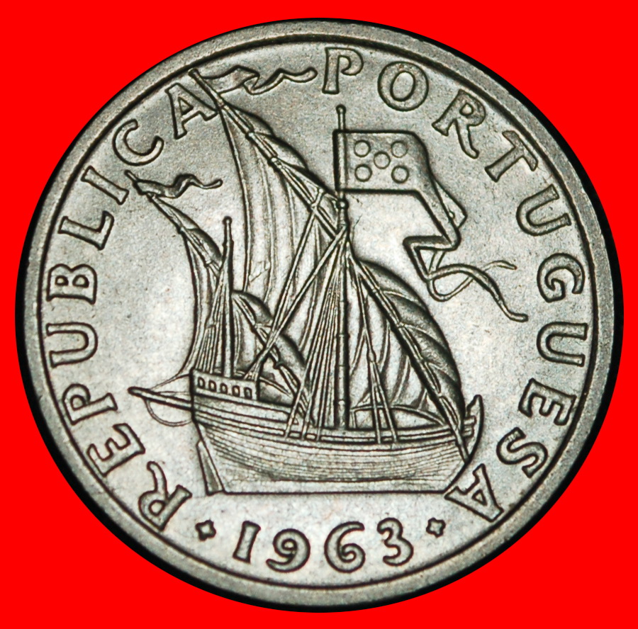  Ⰿ 25 SILVER BEZANTS (1963-1986): PORTUGAL ★ 2.50 ESCUDOS 1963 SHIP UNC!★LOW START ★ NO RESERVE!   