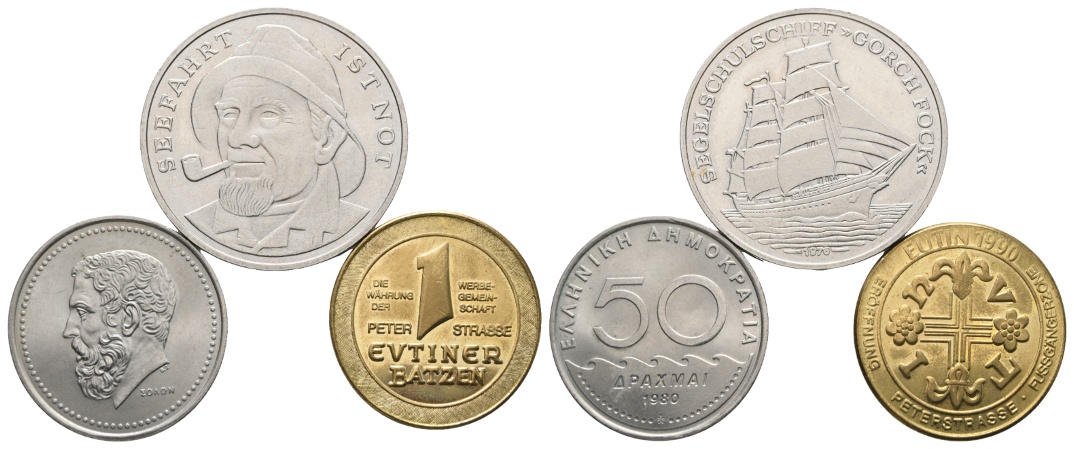  Ausland, 3 Münzen/Medaillen, unedel   