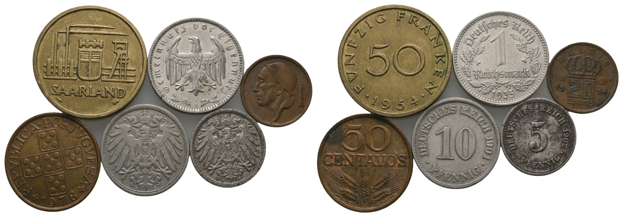  Deutsches Reich, 6 Kleinmünzen   