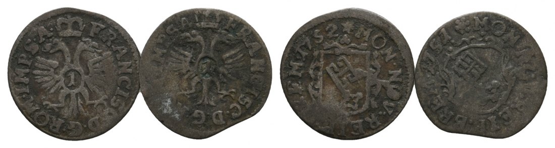  Altdeutschland; 2 Kleinmünzen 1752/1752   