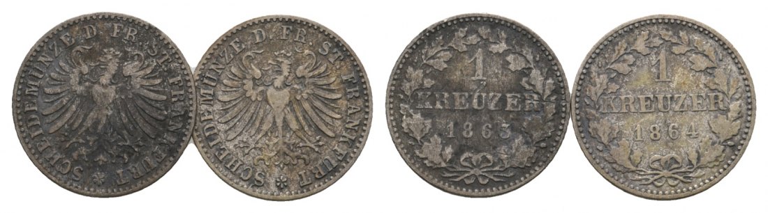  Altdeutschland; 2 Kleinmünzen 1863/1864   