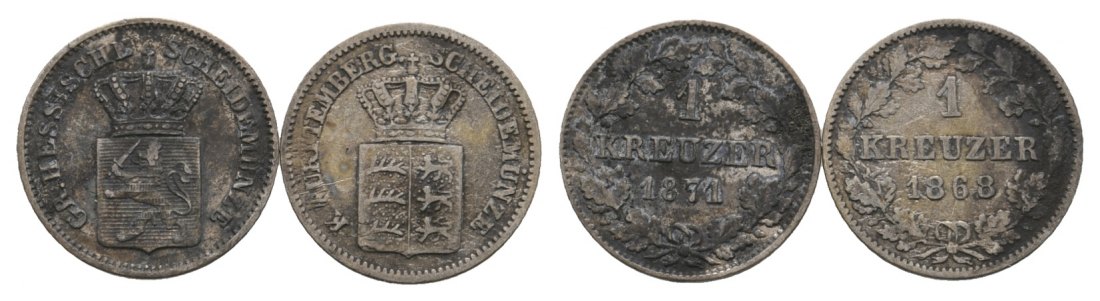  Altdeutschland; 2 Kleinmünzen 1871/1868   