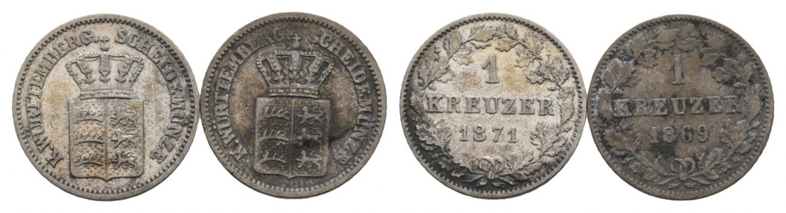  Altdeutschland; 2 Kleinmünzen 1871/1869   