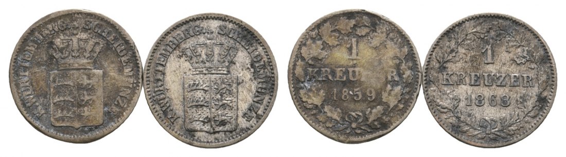  Altdeutschland; 2 Kleinmünzen 1859/1868   