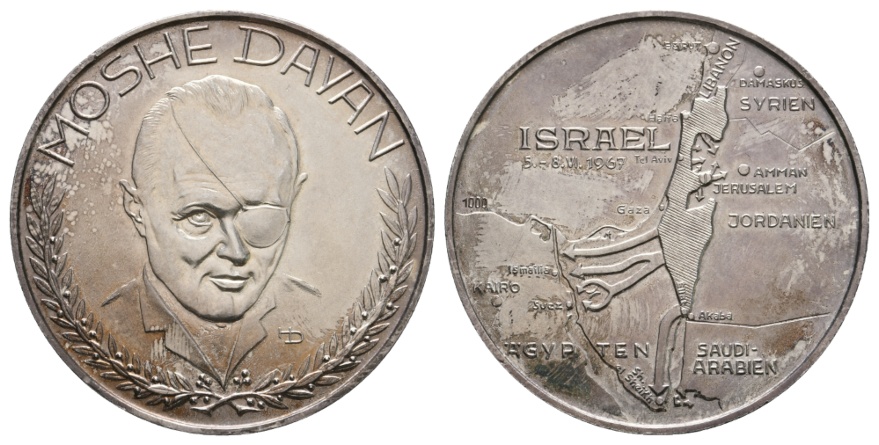  Moshe Dayan, Medaille o.J.; 1000 AG, 24,97 g, Ø 40 mm   