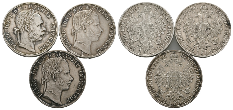  Ungarn; 3 Kleinmünzen 1891/1861/1861   