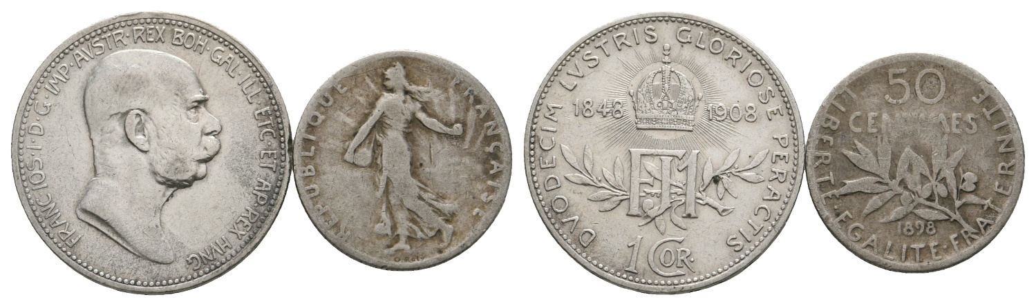  Österreich/Frankreich, 2 Kleinmünzensche 1908/1898   