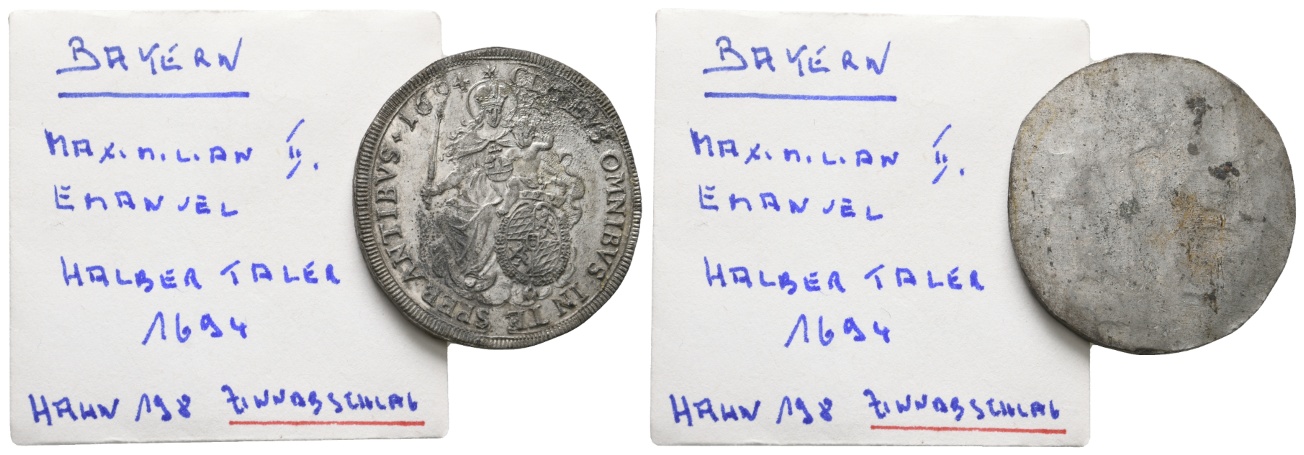  Zinnabschlag, Bayern 1/2 Taler 1694   