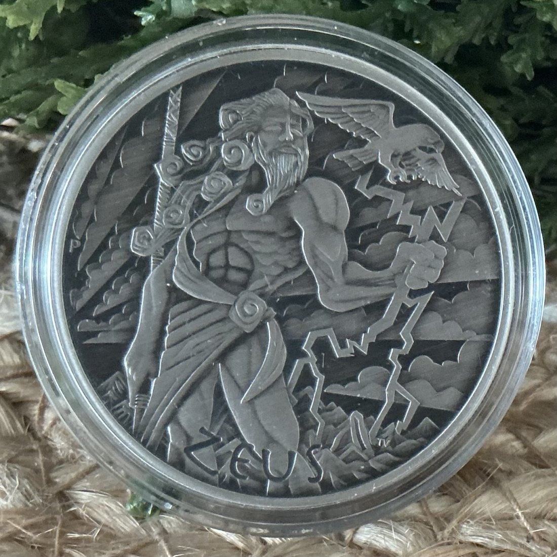  Tuvalu: Zeus 2020 1 Oz Silber Antik/Antique Finish wie verausgabt Nur 1500 Stück   