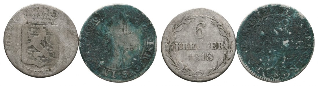  Altdeutschland; 2 Kleinmünzen 1818/????   
