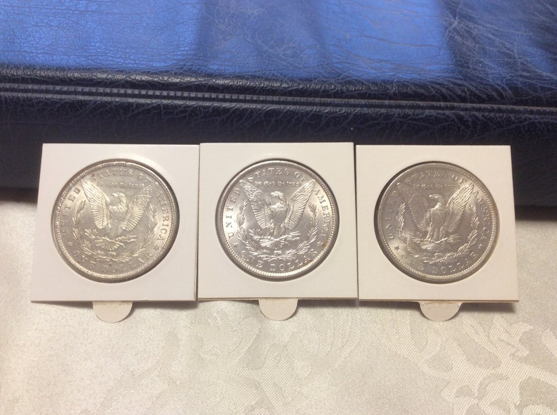  USA Lot Morgan Dollar 1881 O, 1885, 1885 O in sehr guter Erhaltung   