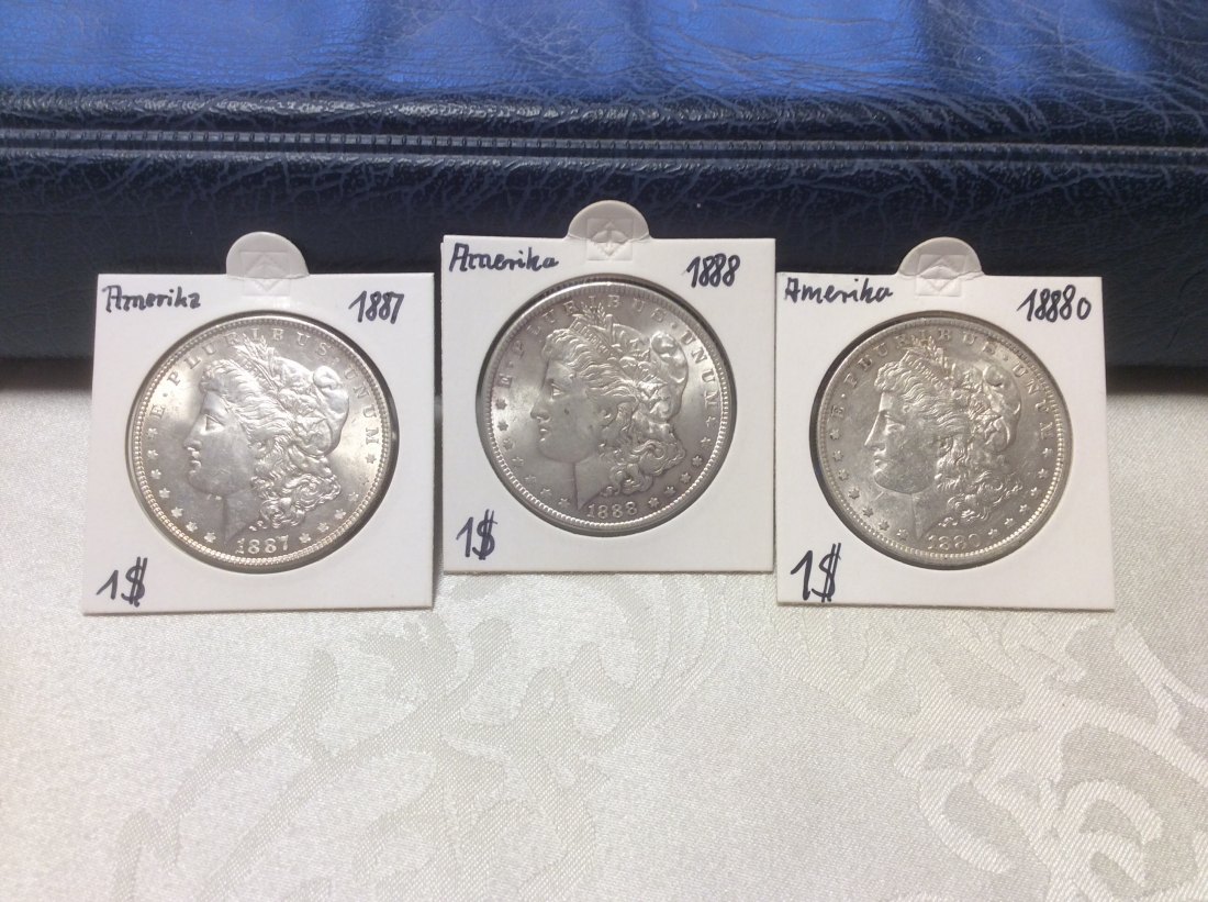 USA Lot Morgan Dollar 1887, 1888, 1888 O in sehr guter Erhaltung