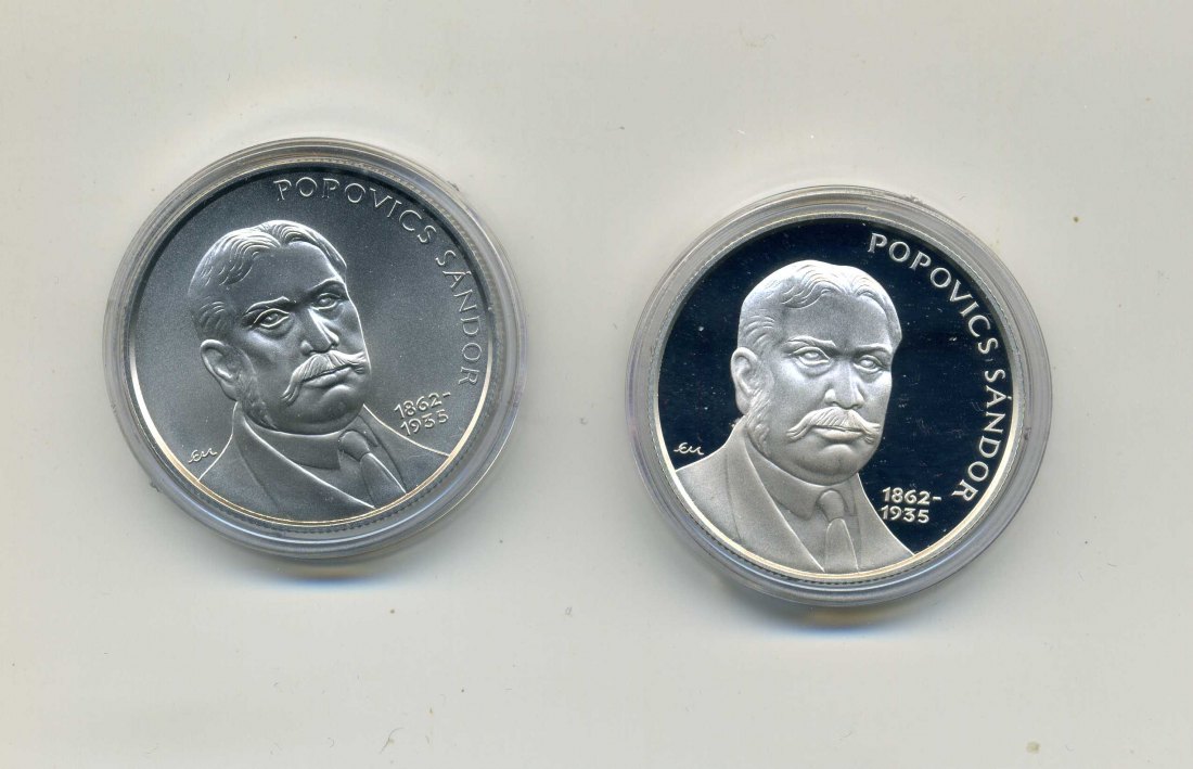  2 x 3000 Forint Popovics Sándor stempelganz+PP 37 Gramm Feinsilber   