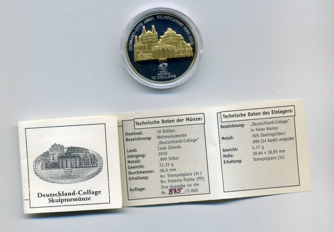  Nauru 10 Dollar 2010 Deutschland Collage Originalkapsel mit Zertifikat RAR   