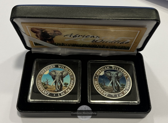  Somalia  100 Schilling x2 2025 African Wildlife Elephant FM-Frankfurt  Feinsilber: 62,2g   