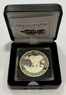  Somalia  100 Schilling 2024 African Wildlife Elephant Privy Mark FM-Frankfurt  Feinsilber: 31,1g   
