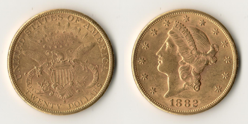 USA MM-Frankfurt Feingold: 30,09g 20 Dollar 1882 S Double Eagle