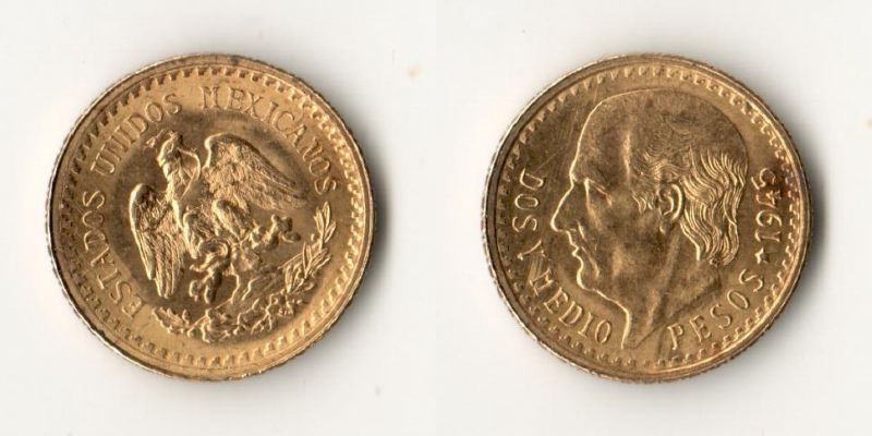 Mexiko  2,5 Pesos MM-Frankfurt Feingold: 1,87g Miguel Hidalgo y Costilla 1945 