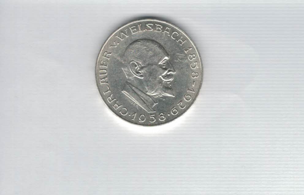  25 Schilling 1958 Carl Auer von Welsbach silber 10,4g fein Österreich Spittalgold9800 (4588/4)   