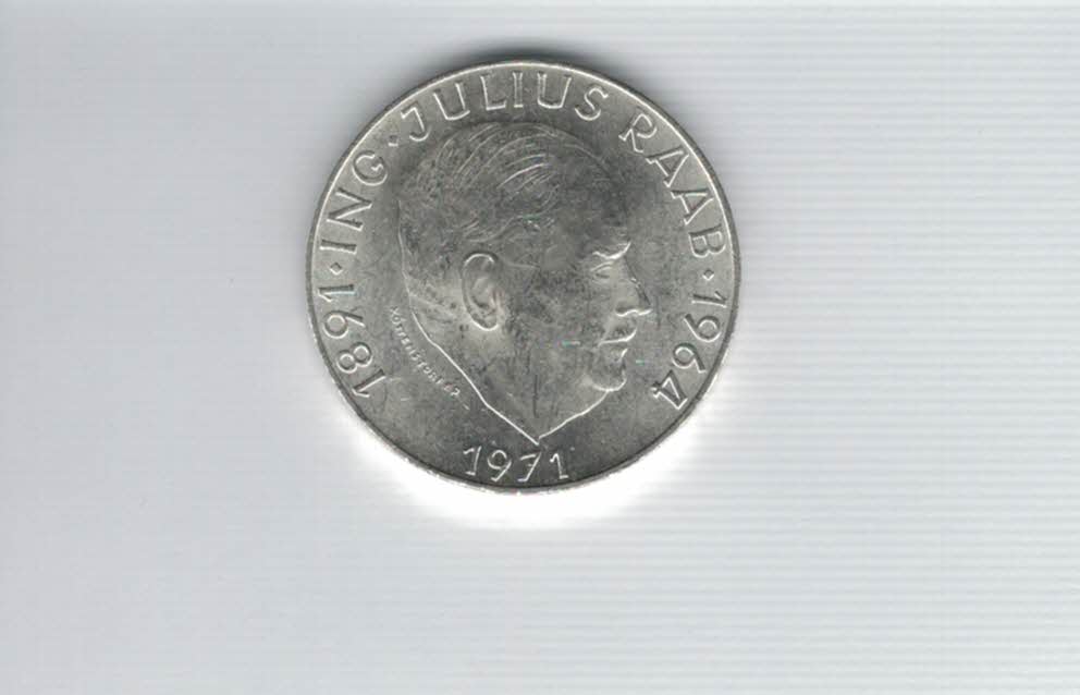  50 Schilling 1971 Julius Raab 2. Republik Ag 18g fein Österreich Spittalgold9800 (4584/11)   