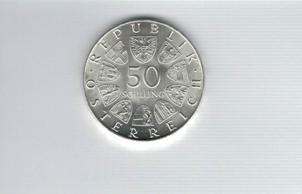  50 Schilling 1972 100 J. Hochschule für Bodenkultur Ag 18g fein Österreich Spittalgold9800 (4584/13)   