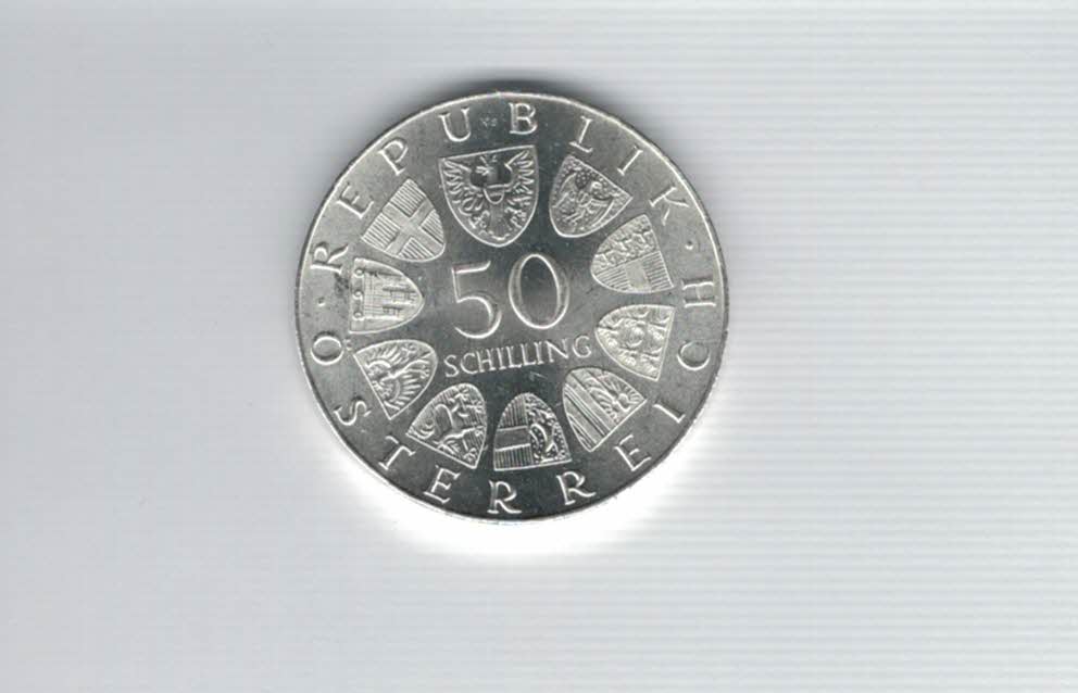  50 Schilling 1973 Theodor Körner 2. Republik Ag 18g fein Österreich Spittalgold9800 (4584/15)   