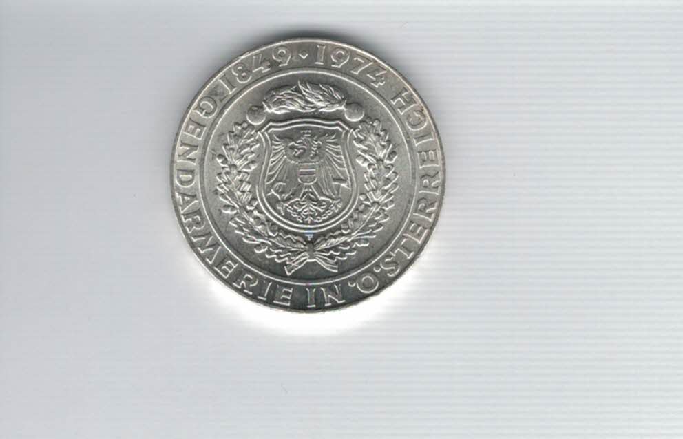  50 Schilling 1974 Gendarmerie seit 125 Jahren Ag 12,8g fein Österreich Spittalgold9800 (4504/2)   