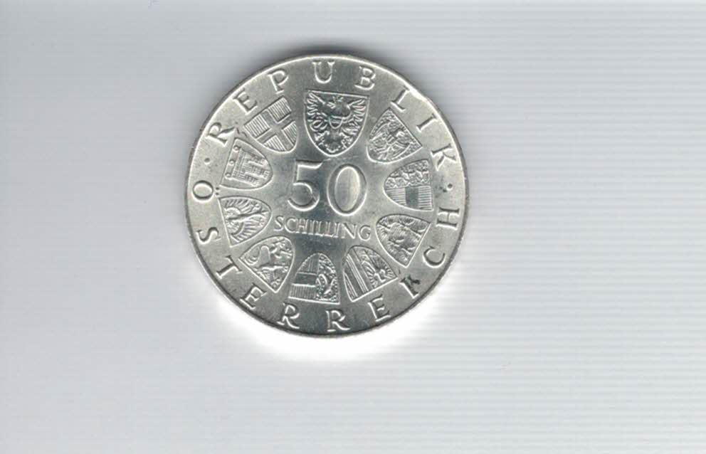  50 Schilling 1974 50 Jahre Rundfunk Ag 12,8g fein Österreich Spittalgold9800 (04504/4)   