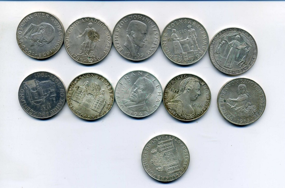  11 x 25 Schilling Silber 114,6 Gramm Feinsilber   