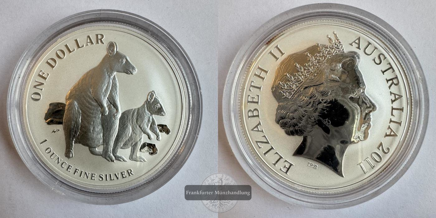 Australien 1 Dollar Silver Kangaroo 2011 FM-Frankfurt KM#1759 Feinsilber: 31,1g   