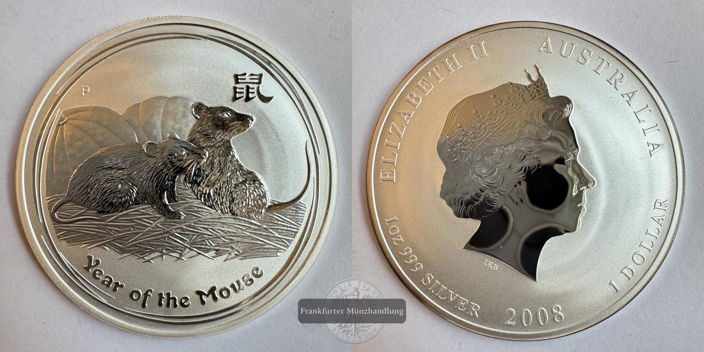  Australien 1 Dollar Year of the Mouse 2008 FM-Frankfurt KM#1755 Feinsilber: 31,1g   