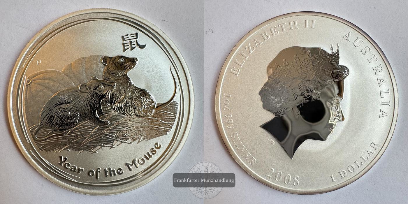 Australien 1 Dollar Year of the Mouse 2008 FM-Frankfurt KM#1755 Feinsilber: 31,1g   